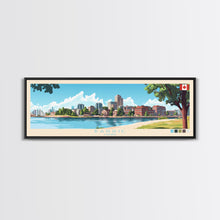 Load image into Gallery viewer, Barrie, Canada Panoramic Travel Poster Canvas Print, Barrie, Canada Painting, Canada Art, Barrie Panoramic Travel Art, Travel Painting
