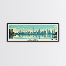 Load image into Gallery viewer, Dubai, United Arab Emirates Panoramic Canvas Print, Dubai, United Arab Emirates Painting, United Arab Emirates Art, Dubai Travel Poster, Travel Art, Housewarming Gift
