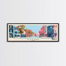 Load image into Gallery viewer, Oshawa, Canada Panoramic Canvas Print, Oshawa, Canada Painting, Canada Art, Oshawa Travel Poster, Travel Art, Housewarming Gift

