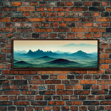 Load image into Gallery viewer, Emerald Green Rolling Hills and Mountains, Landscape Art, Ready To Hang Canvas Print, Framed Wall Art
