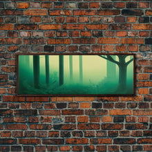 Load image into Gallery viewer, Emerald Green Forest Landscape, Panoramic Art, Framed Canvas, Framed Wall Art, Wall Art With Frame
