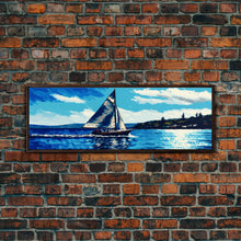 Cargar imagen en el visor de la galería, Come Sail Away - Panoramic Sail Boat Art - Framed Canvas Print - Oil Painting Reprint - Framed Art - Sailing On The Open Ocean
