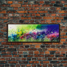 Load image into Gallery viewer, Framed Canvas Print of Colorful Wild Flower Field - Gallery-Wrapped Artwork - Ready to Hang - High Quality Artwork - Panoramic Art
