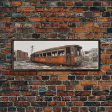 Carregar imagem no visualizador da galeria, Abandoned Orange Train, Graffiti Art, Urban Art Print, Street Art, Wall Decor, Large Canvas Print, Panoramic, Wall Art, Canvas Print
