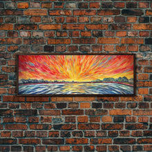 Carregar imagem no visualizador da galeria, Abstract Beach Wall Art, Colorful Abstract Nature, Framed Abstract Print Art, Sunset, Beach, Vibrant Art, Panoramic, Wall Art, Canvas Print
