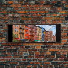 Cargar imagen en el visor de la galería, Colorful Abstract Row Of Buildings City Canvas Print, Large Urban Art Print, Cityscape Art, Vibrant Art, Panoramic, Wall Art, Canvas Print

