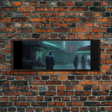 Cargar imagen en el visor de la galería, City Canvas Art Print, City Art, Dark Night Street Art, Urban Art, Neon Lights In City, Large Urban Art, Panoramic, Wall Art, Canvas Print
