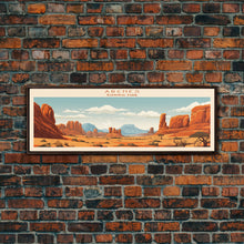 Carregar imagem no visualizador da galeria, Arches National Park, Panoramic Utah Travel Art, National Park Print, Minimalist Travel Art, Midcentury Modern Style Landscape
