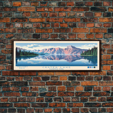 Load image into Gallery viewer, Crater Lake National Park, Panoramic Oregon Travel Art, National Park Print, Minimalist Travel Art, Midcentury Modern Style Landscape
