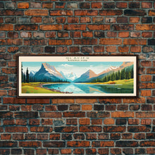 Carregar imagem no visualizador da galeria, Glacier National Park, Panoramic Montana Travel Art, National Park Print, Minimalist Travel Art, Midcentury Modern Style Landscape

