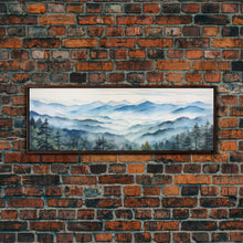Load image into Gallery viewer, Blue Ridge Mountains National Park Panoramic Watercolor Painting Framed Canvas Print Large Wall Art
