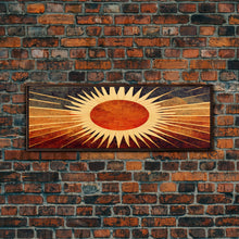 Carregar imagem no visualizador da galeria, Art Deco Sunburst Wall Art, Ready To Hang Canvas Print, Panoramic Art, Art Deco Wall Decor, Above Bed, Above Couch, Above Sofa
