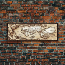 Load image into Gallery viewer, D&amp;D RPG World Map Concept Art, Ready To Hang Canvas Print, Panoramic Art, Extra Wide Wall Decor, Cool Mancave Art, DND
