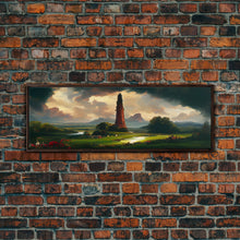 Load image into Gallery viewer, The Dark Tower, Ready To Hang Canvas Print, Panoramic Art, High Fantasy Concept Art
