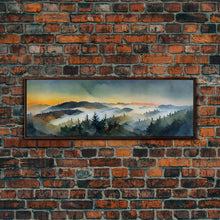 Carregar imagem no visualizador da galeria, Beautiful Watercolor Landscape, Ready To Hang Canvas Print, Panoramic Art, Above Sofa Wall Art

