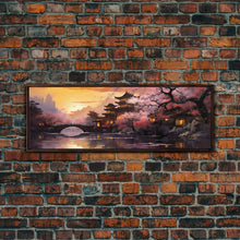 Load image into Gallery viewer, Dawn In Kyoto, Japan - Framed Canvas Print - Panoramic Painting Wall Art - Cute Wall Decor - Japanese Style Art
