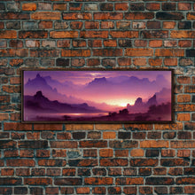 Load image into Gallery viewer, A Beautiful Mountain Scene at Sunset, Extra Large Wall Art, Framed Panoramic Canvas Print, Framed Wall Art

