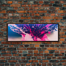 Carregar imagem no visualizador da galeria, Bubblegum Pink Abstract Explosion Art, Extra Large Wall Art, Framed Panoramic Canvas Print, Framed Wall Art
