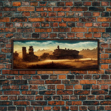 Load image into Gallery viewer, Abandoned Wild West Mining Town, Extra Large Wall Art, Framed Panoramic Canvas Print, Framed Wall Art
