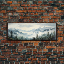 Carregar imagem no visualizador da galeria, Foggy Mountain Forest Canvas Print, Oil Landscape Painting On Canvas - Ready To Hang Large Panoramic Canvas Wall Art Prints, Framed Wall Art
