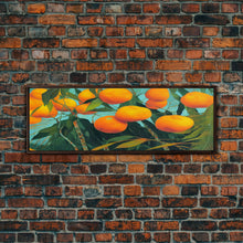 Carregar imagem no visualizador da galeria, Florida Orange Trees, Abstract Art, Extra Large Wall Art, Framed Panoramic Canvas Print, Framed Wall Decor
