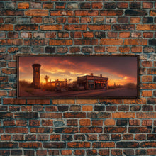 Load image into Gallery viewer, Wild West Abandoned Saloon, Extra Large Wall Art, Framed Panoramic Canvas Print, Framed Wall Art
