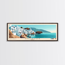 Carregar imagem no visualizador da galeria, Amorgos, Greece Panoramic Print, Vacation Gift, Greece Wall Art, Beach Painting, Beach Decor, Large Wall Art, Wood Frame Art
