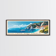 Carregar imagem no visualizador da galeria, Capo Sant’Andrea, Italy Panoramic Beach Print, Vacation Gift, Italy Wall Art, Framed Canvas Print, Framed Beach Painting
