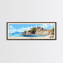 Load image into Gallery viewer, Corfu, Greece Panoramic Print, Vacation Gift, Greece Wall Art, Vacation Wall Art, Vacatation Memories, Beach Decor, Beach Or Lakehouse Art
