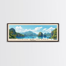 Load image into Gallery viewer, Coron Bay Islands, Philippines Panoramic Beach Print, Vacation Gift, Philippines Wall Art, Framed Canvas Print, Framed Beach Painting
