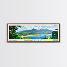 Cargar imagen en el visor de la galería, Hanalei Bay, Hawaii Panoramic Print, Vacation Gift, Hawaii Wall Art, Beach Painting, Beach Decor, Large Wall Art, Wood Frame Art
