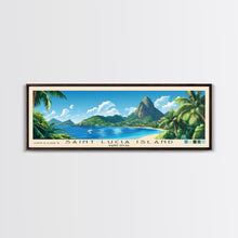 Load image into Gallery viewer, Saint Lucia Island, Saint Lucia Panoramic Print, Vacation Gift, Saint Lucia Wall Art, Beach Painting, Beach Decor, Beach Or Lakehouse Art
