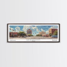 Carregar imagem no visualizador da galeria, Beaumont Texas Panoramic Painting, Watercolor Framed Canvas Print, Scenic City Art, Travel Poster, Wall Hanging, Living Room Art, Gift Idea

