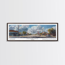 Load image into Gallery viewer, Edinburg Texas Panoramic Watercolor Painting, Scenic Framed Canvas Print, Urban Wall Art for Office, Travel Poster, Home Decor, City Gift Idea
