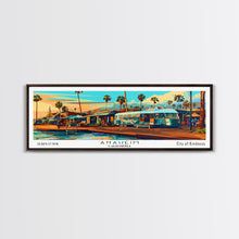 Carregar imagem no visualizador da galeria, Anaheim California Panoramic Wall Art Framed Canvas Print, Mid Century Modern Art, Pop Art Style, Travel Poster, Home Decor, Retro Style
