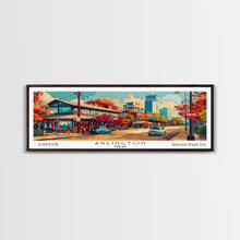 Carregar imagem no visualizador da galeria, Arlington Texas Panoramic Painting Framed Canvas Print, Mid Century Modern Art, Pop Art Style, Travel Poster, Living Room Decor
