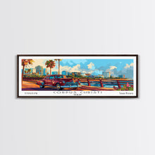 Load image into Gallery viewer, Corpus Christi Texas Panoramic Painting Framed Canvas Print, Mid Century Modern Art, Pop Art Style, Travel Poster, Living Room Decor
