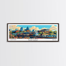 Load image into Gallery viewer, Durham North Carolina Panoramic Travel Poster Framed Canvas Print, Mid Century Modern Art, Pop Art Style, Wall Art Decor, Home Decoration
