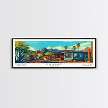 Load image into Gallery viewer, Gilbert Arizona Panoramic Wall Art Framed Canvas Print, Mid Century Modern Art, Pop Art Style, Travel Poster, Home Decor, Retro Style
