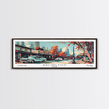 Carregar imagem no visualizador da galeria, Arlington Texas Panoramic Wall Art, Mid Century Modern Framed Canvas Print, Retro Pop Art Travel Poster, Office Wall Art, Living Room Decor
