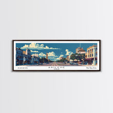 Carregar imagem no visualizador da galeria, Abilene Texas Panoramic Painting, Mid Century Modern Framed Canvas Print, Retro Pop Art Travel Poster, Office Wall Art Decor, City Print
