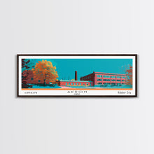 Carregar imagem no visualizador da galeria, Akron Ohio Panoramic Painting, Mid Century Modern Framed Canvas Print, Retro Pop Art Travel Poster, Living Room Wall Art Decor, City Art

