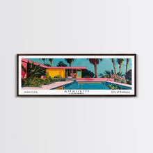 Carregar imagem no visualizador da galeria, Anaheim California Panoramic Painting, Mid Century Modern Framed Canvas Print, Retro Pop Art Travel Poster, Office Wall Art, City Print
