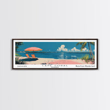 Carregar imagem no visualizador da galeria, Cape Coral Florida Panoramic Painting, Mid Century Modern Framed Canvas Print, Retro Pop Art Travel Poster, Home Decor, City Print
