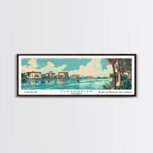 Cargar imagen en el visor de la galería, Clearwater Florida Panoramic Painting, Mid Century Modern Framed Canvas Print, Retro Pop Art Travel Poster, Home Decor, City Art
