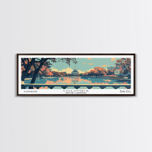 Cargar imagen en el visor de la galería, Columbia South Carolina Panoramic Painting, Mid Century Modern Framed Canvas Print, Retro Pop Art Travel Poster, City Art Gift, Home Decor
