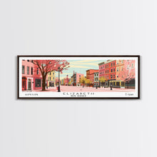 Load image into Gallery viewer, Elizabeth New Jersey Panoramic Wall Art, Mid Century Modern Framed Canvas Print, Retro Pop Art Travel Poster, City Home Decor, Office Art
