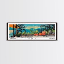 Load image into Gallery viewer, Eugene Oregon Panoramic Art, Mid Century Modern Framed Canvas Print, Retro Pop Art Travel Poster, Office Wall Decor
