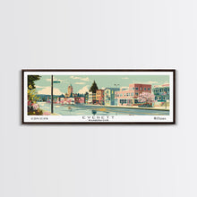 Carregar imagem no visualizador da galeria, Everett Washington Panoramic Painting, Mid Century Modern Framed Canvas Print, Retro Pop Art Travel Poster, Home Wall Decor
