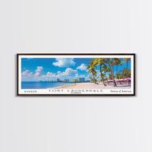 Carregar imagem no visualizador da galeria, Fort Lauderdale Florida Panoramic Painting, Mid Century Modern Framed Canvas Print, Retro Pop Art Travel Poster, City Wall Art
